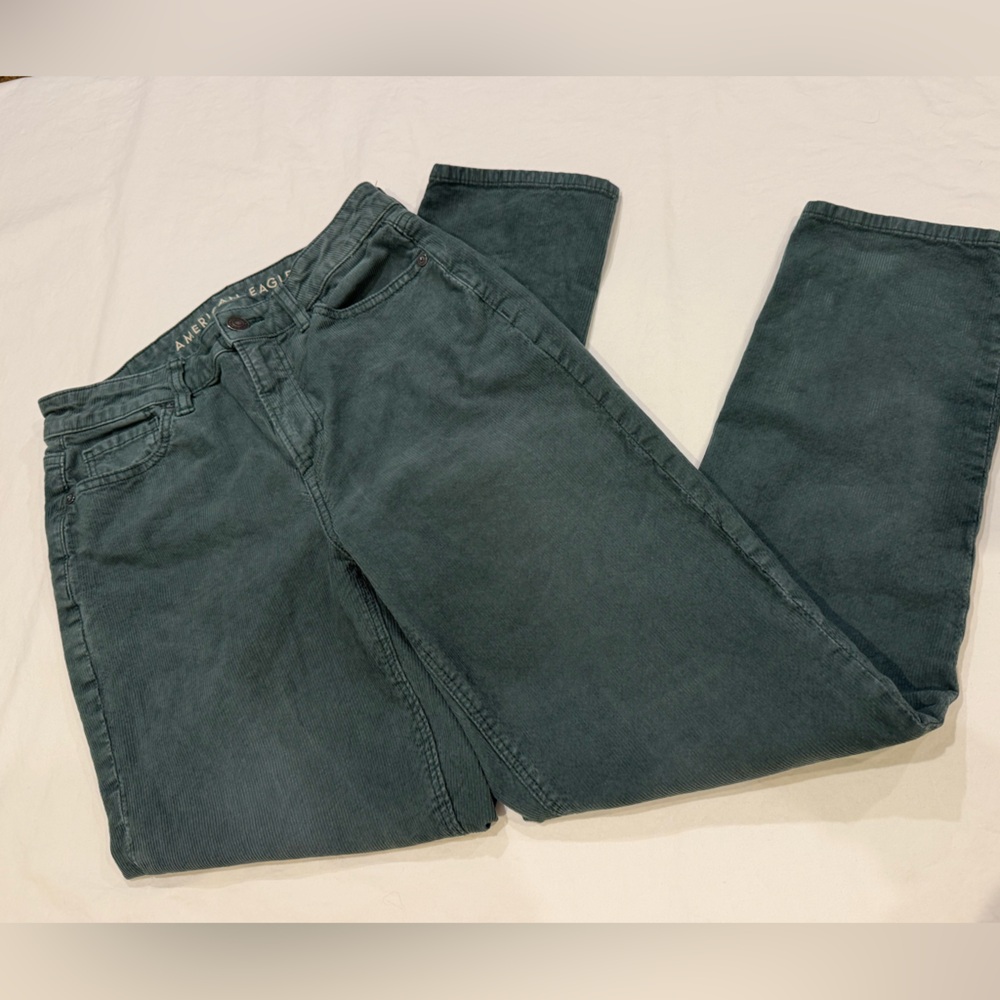 American Eagle Mom Straight Corduroy Pants Green Size 4 Stretch - Picture 10 of 11